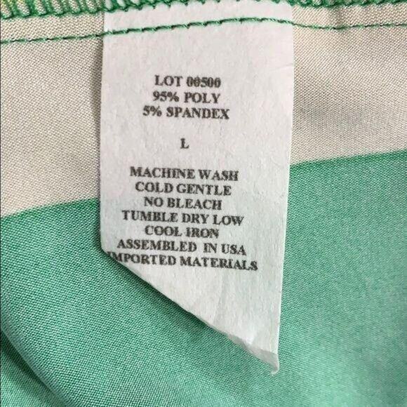 Bella Flore Womens Midi Dress Striped Empire Waist Wrap Front Green Large - Picture 9 of 10